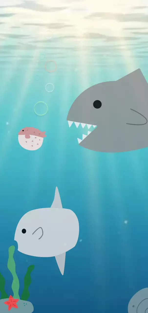 파랑 심플 바다생물