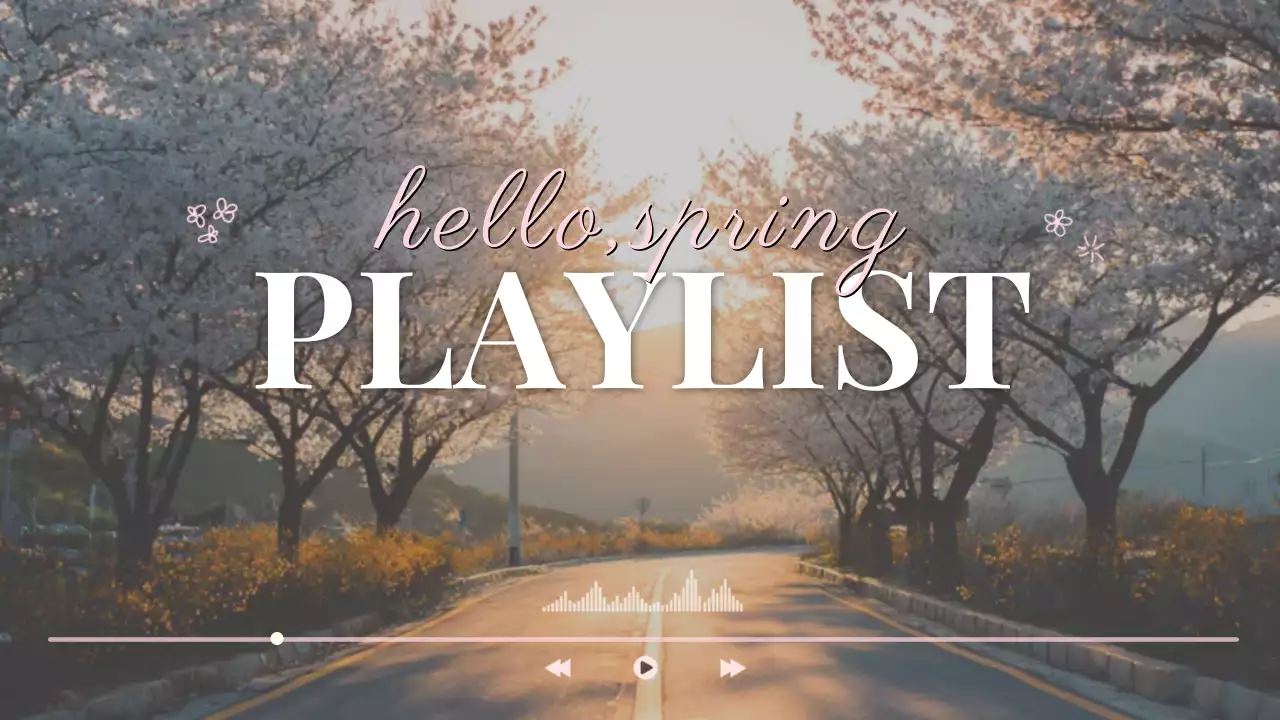 분홍색 깔끔 봄 노래 플레이리스트 홍보