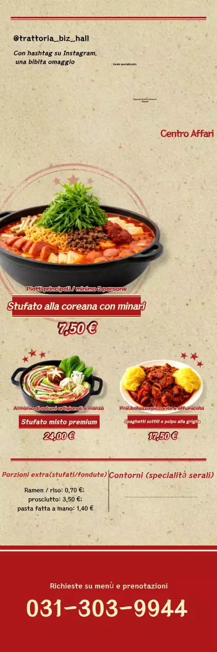 Promozione del tradizionale menù rosso di Budaejjigae