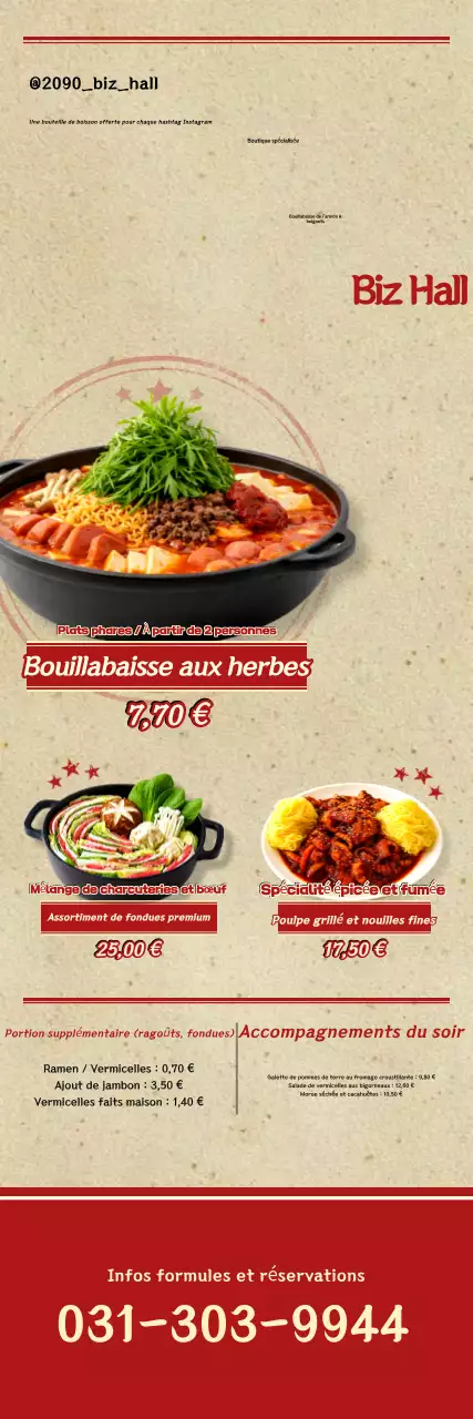 Promotion du menu traditionnel rouge Budaejjigae