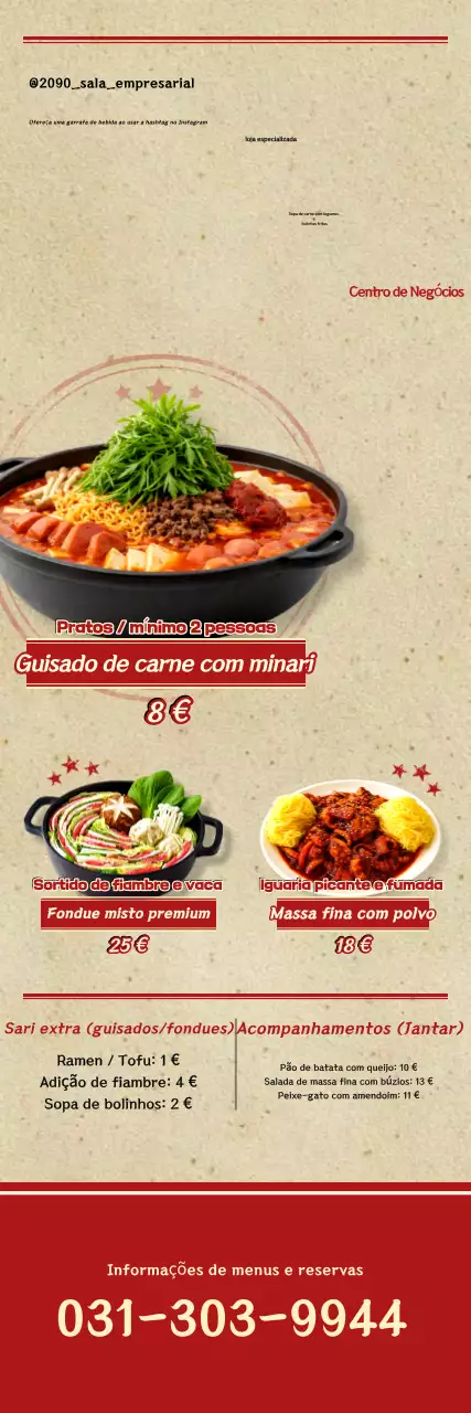 Promoção do menu tradicional vermelho de Budaejjigae