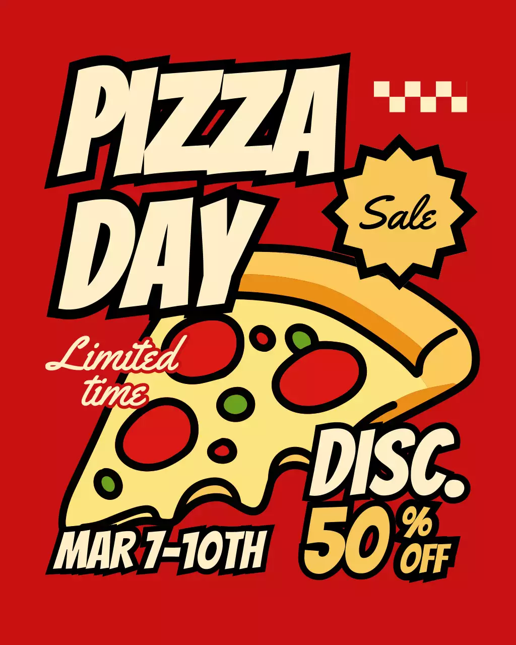 빨간색 레트로 음식 피자 세일