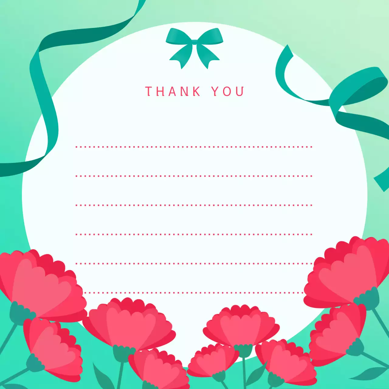 초록색 아기자기한 감사 편지프레임