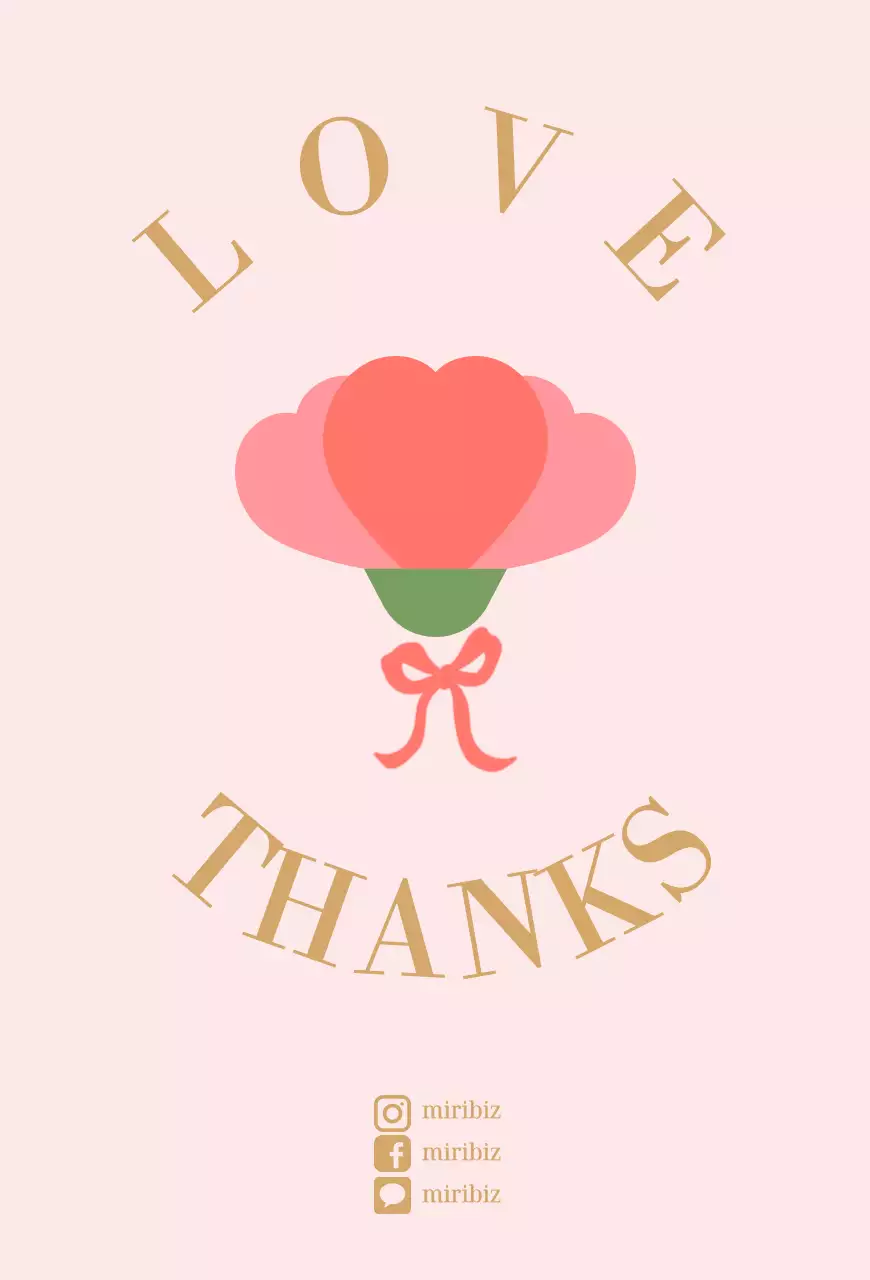 분홍색 심플 감사 인사 카드