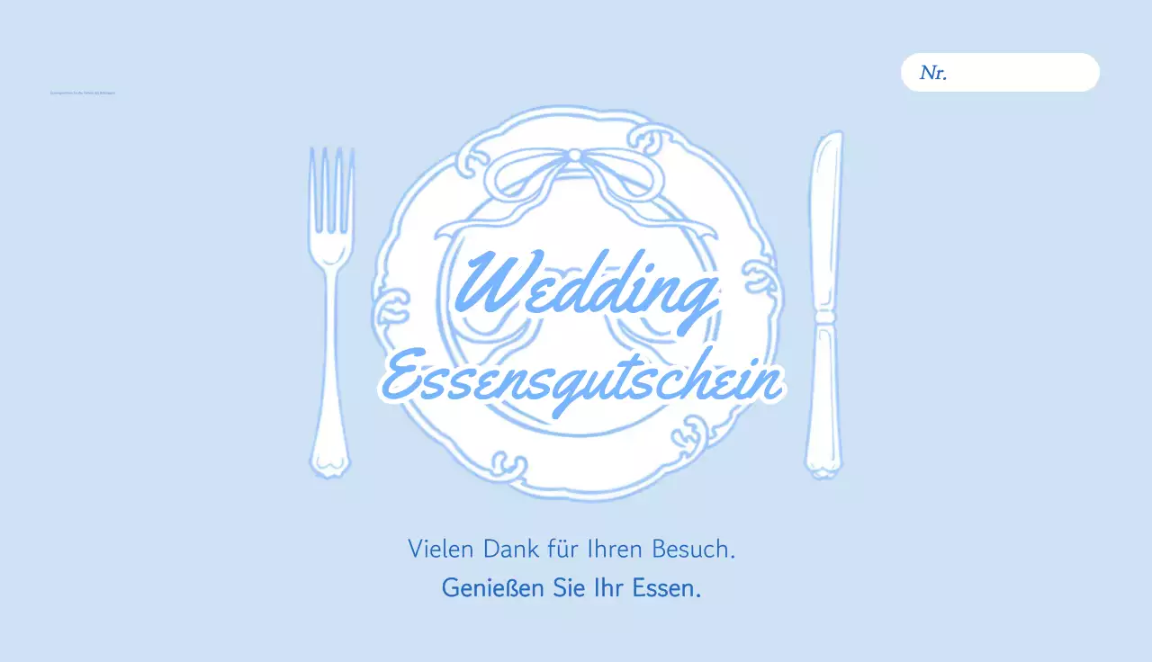 Sky Blue Neat Hochzeitsessen-Gutscheinführer
