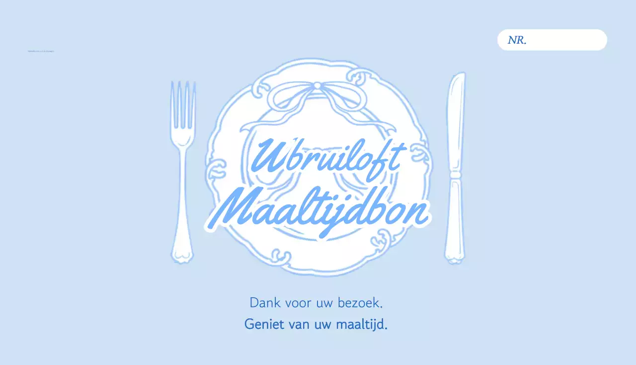 Gids voor Sky Blue Neat-bruiloftsmaaltijdvouchers