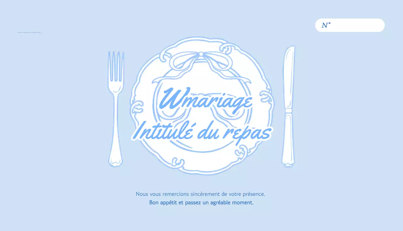 Guide des bons repas de mariage Sky Blue Neat