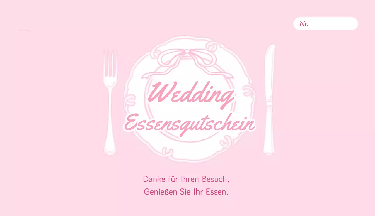 Leitfaden für süße rosa Hochzeitsessen-Gutscheine