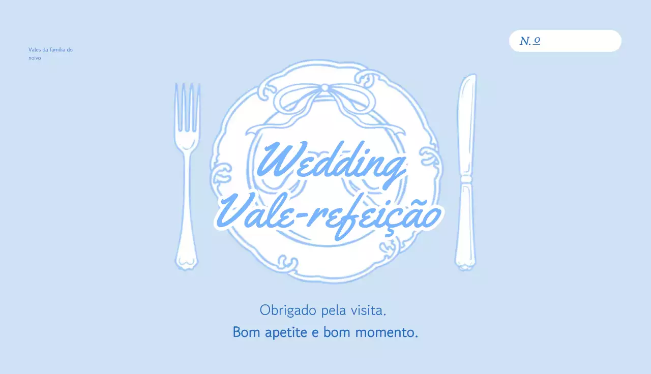 Guia de Vouchers para Refeições de Casamento Sky Blue Neat