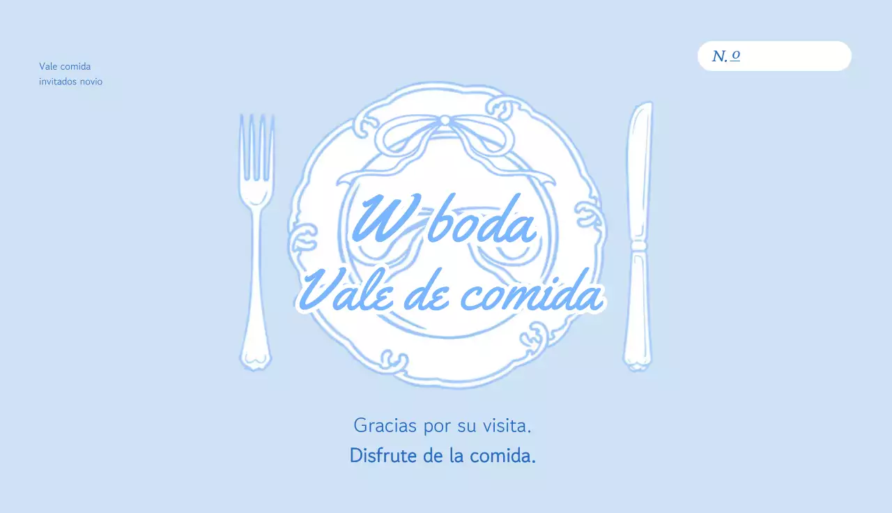 Guía de cupones para comidas de boda Sky Blue Neat