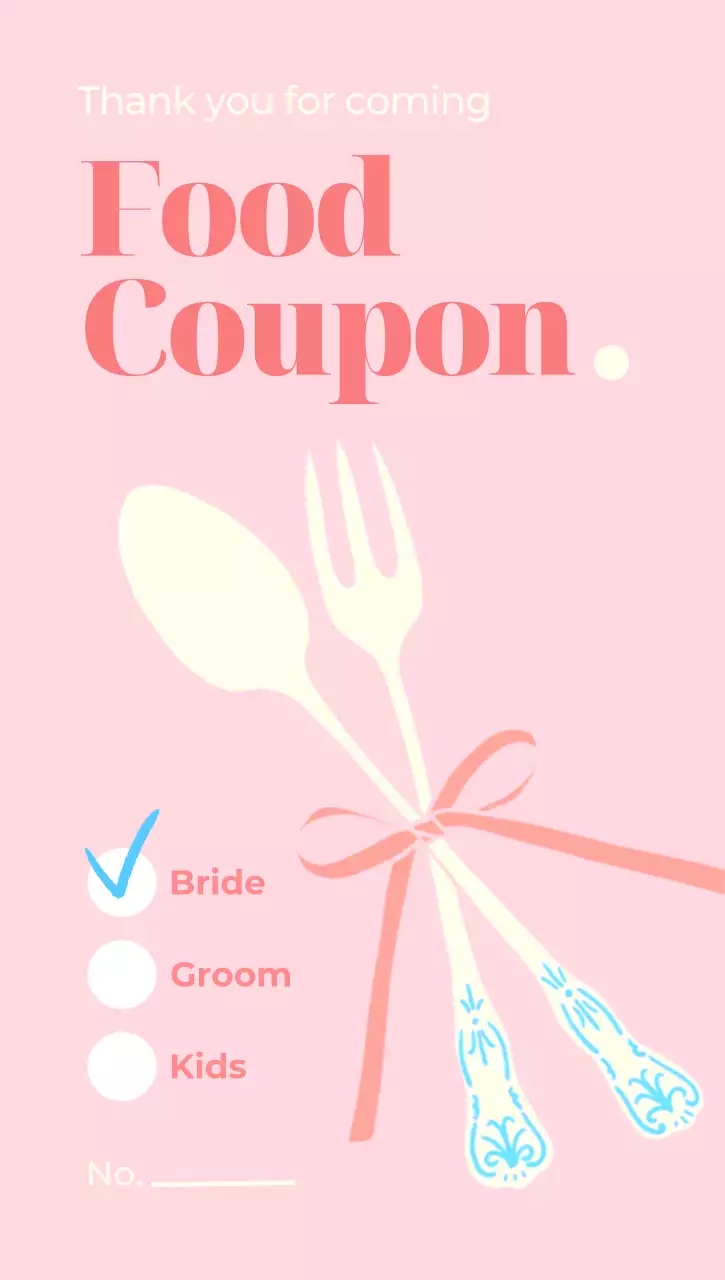 핑크 아기자기한 음식 쿠폰 할인