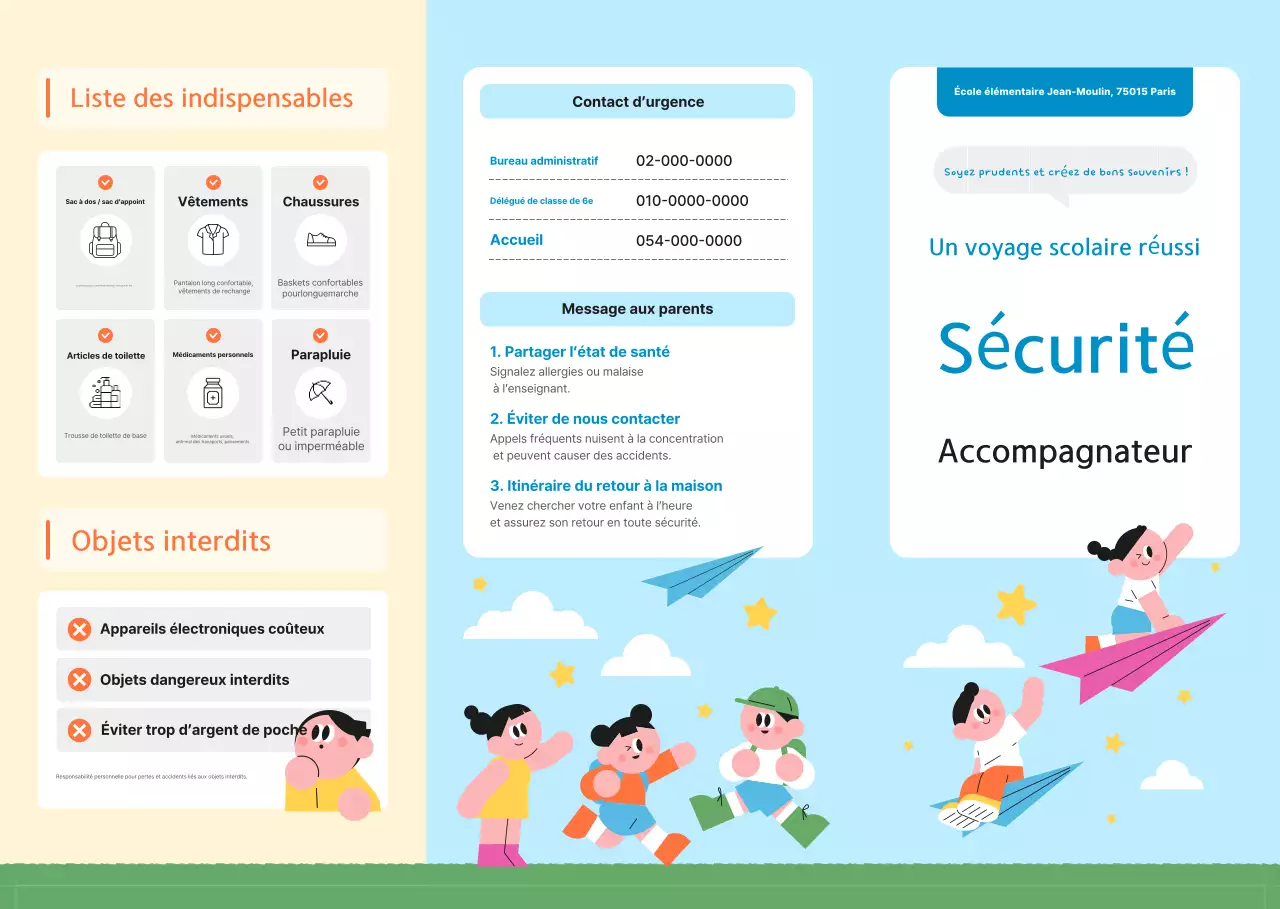 Guide de sécurité de l'école primaire Blue Neat