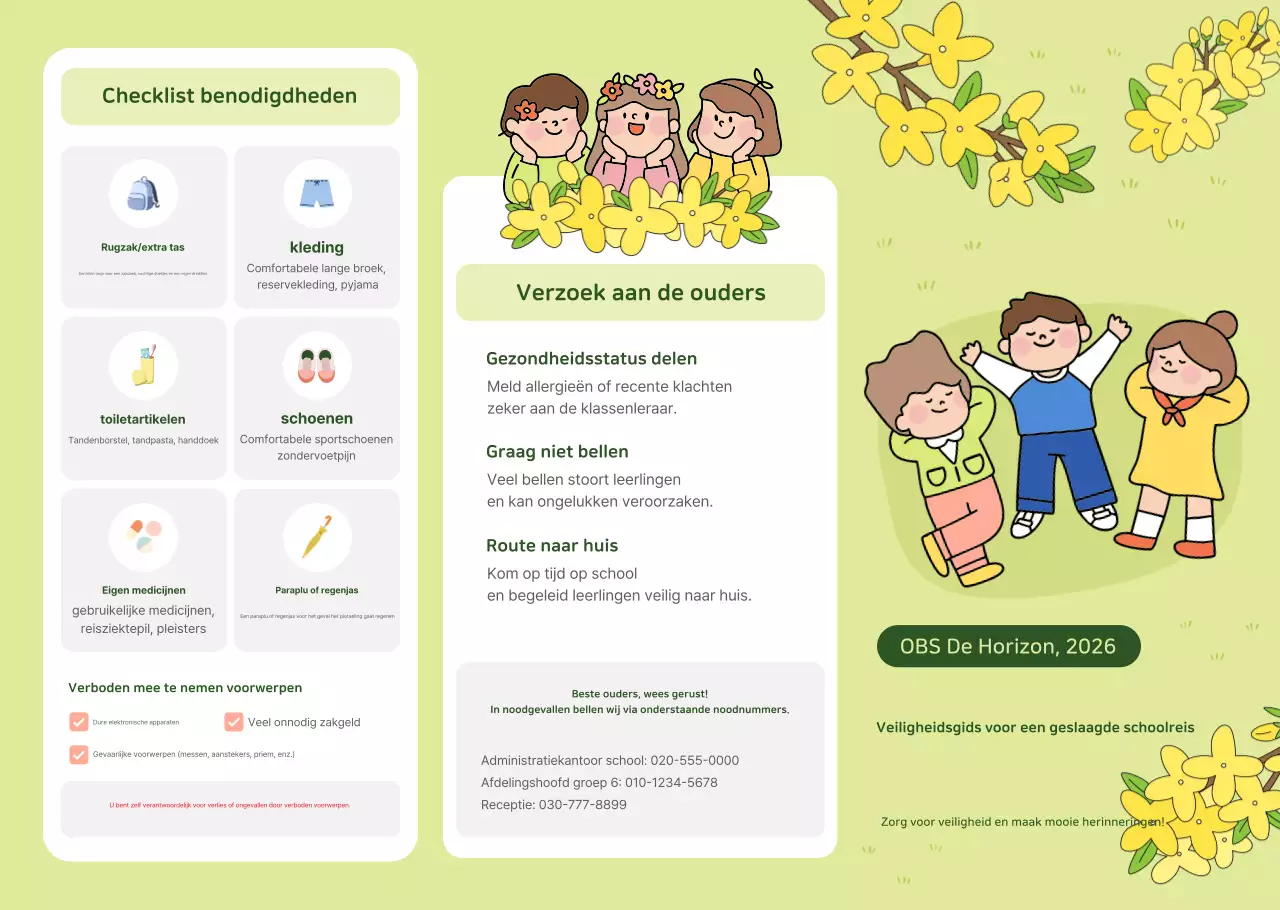 Lichtgroene, charmante gids voor schoolreisjes naar de basisschool