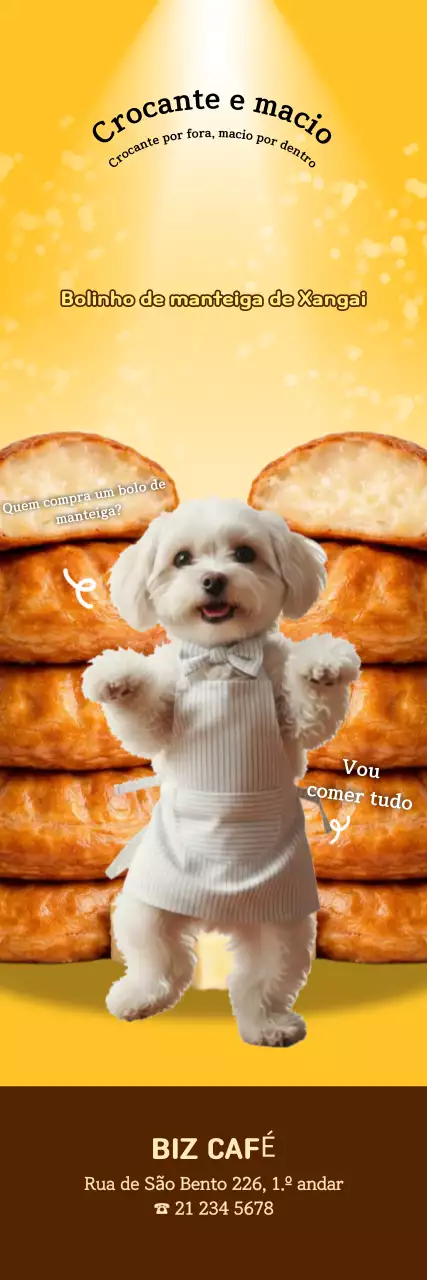 Promoção de biscoitos em formato de cachorrinho amarelo