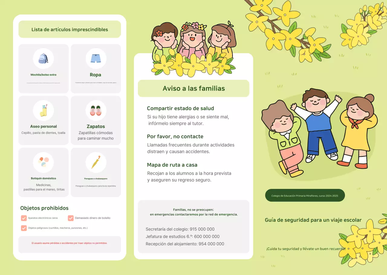 Guía de excursión a la escuela primaria Light Green Charming