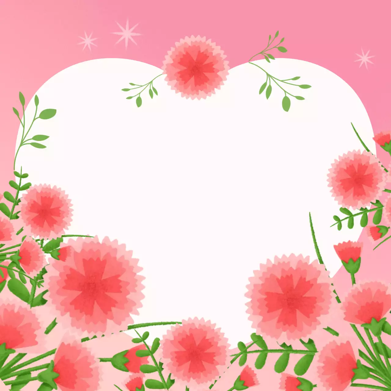 핑크색 아기자기한 카네이션 프레임