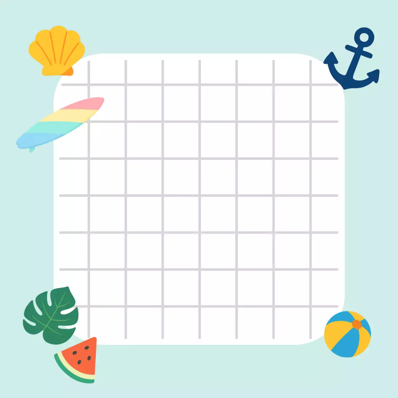 하늘색 아기자기한 여름 노트