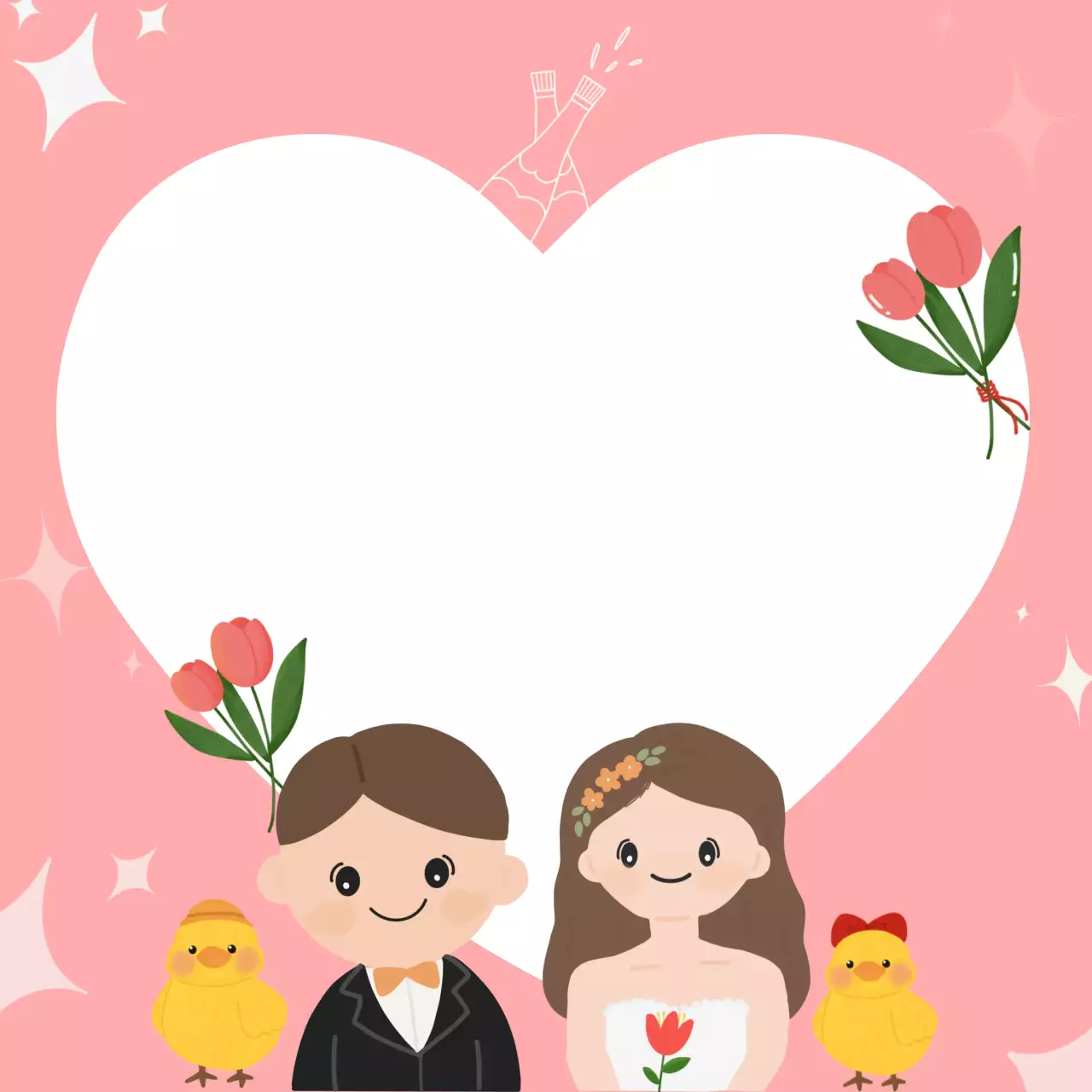 핑크 사랑스러운 웨딩 포토프레임