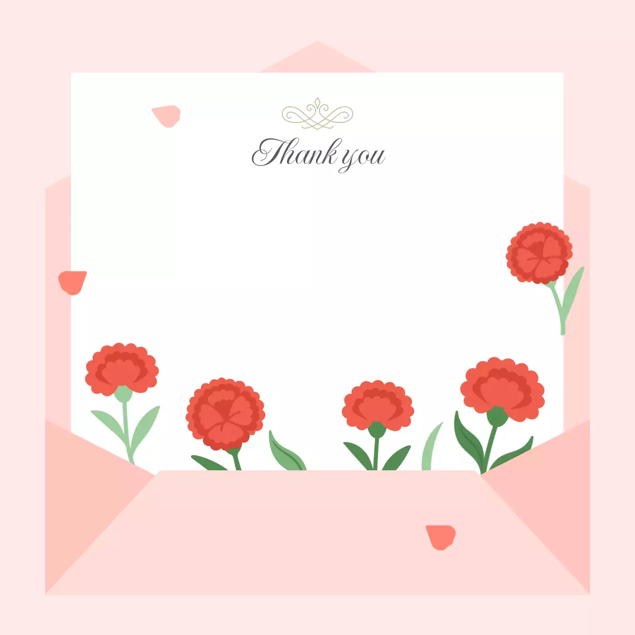 분홍색 미니멀 감사 카드 초대장