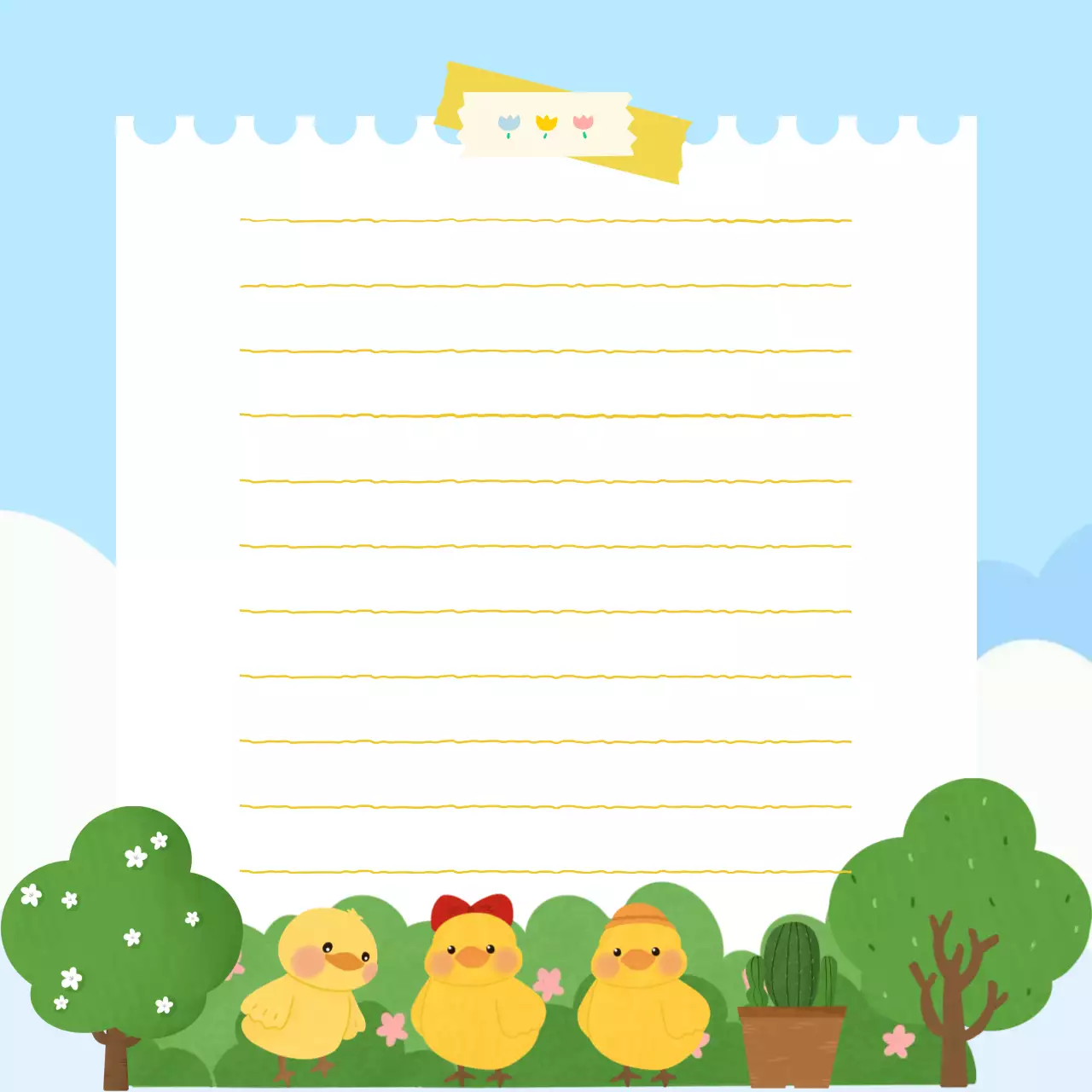 하늘색 귀여운 오늘일기 포토프레임