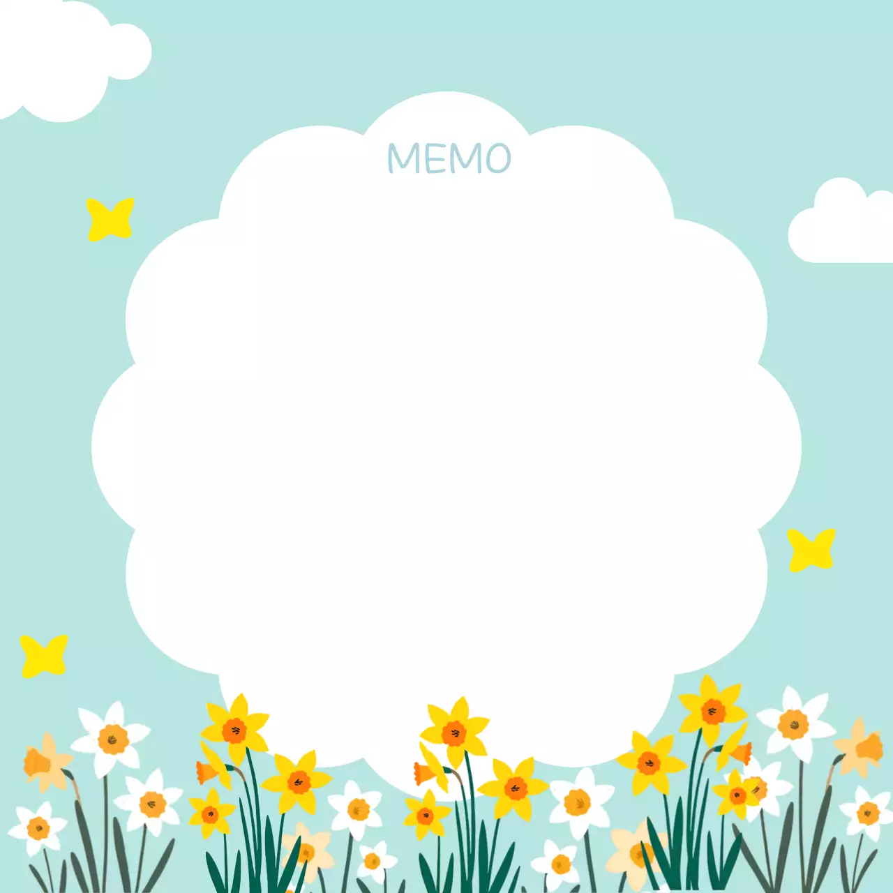 하늘색 아기자기한 메모지 메모지