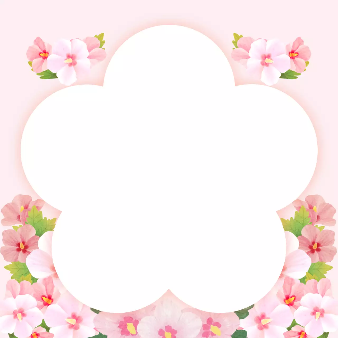 분홍색 아기자기한 꽃 모양 프레임 엽서