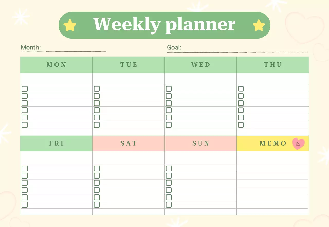 연두 심플 주간계획 다이어리
