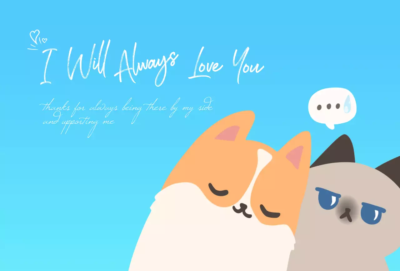 하늘색 아기자기한 강아지와 고양이 편지