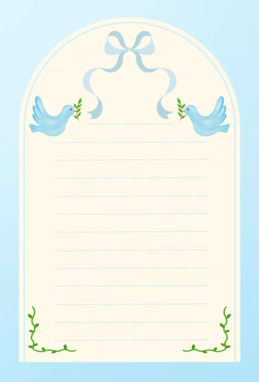 하늘색 아기자기한 리본장식 메세지