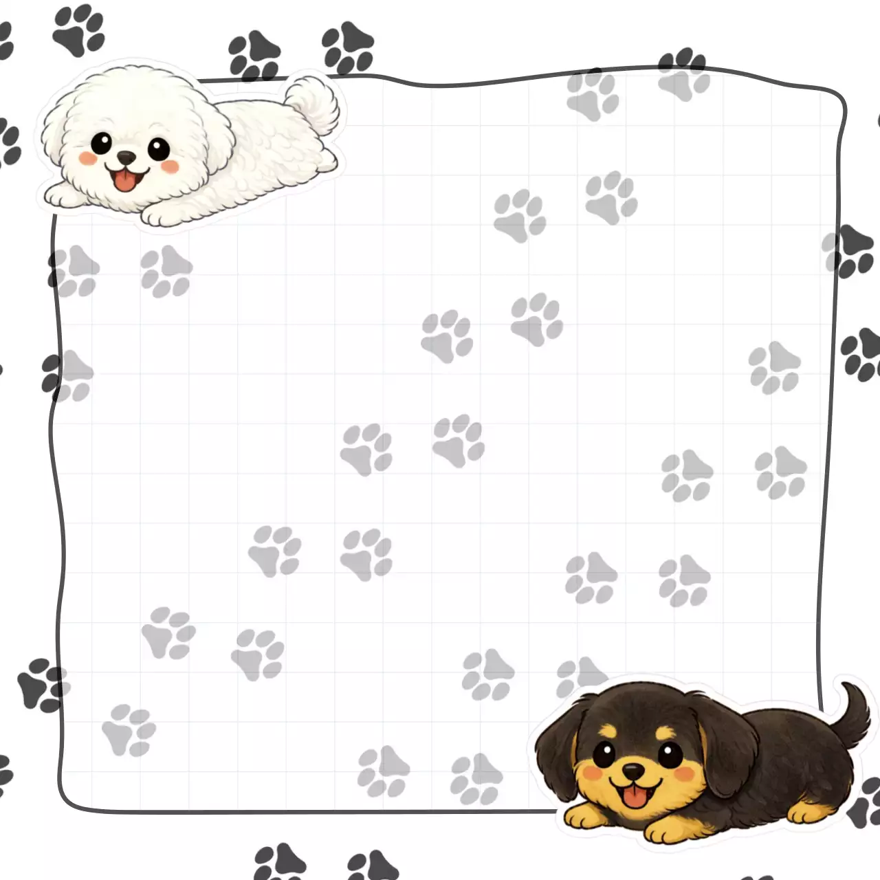 흰색 아기자기한 강아지 포토프레임