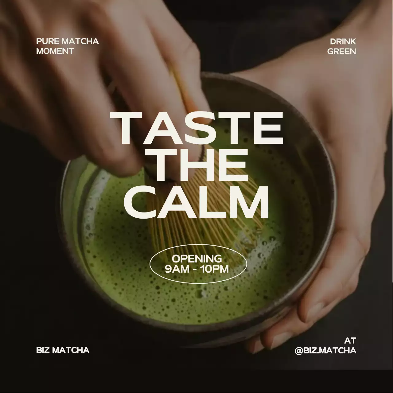 초록 미니멀 말차 음료 홍보