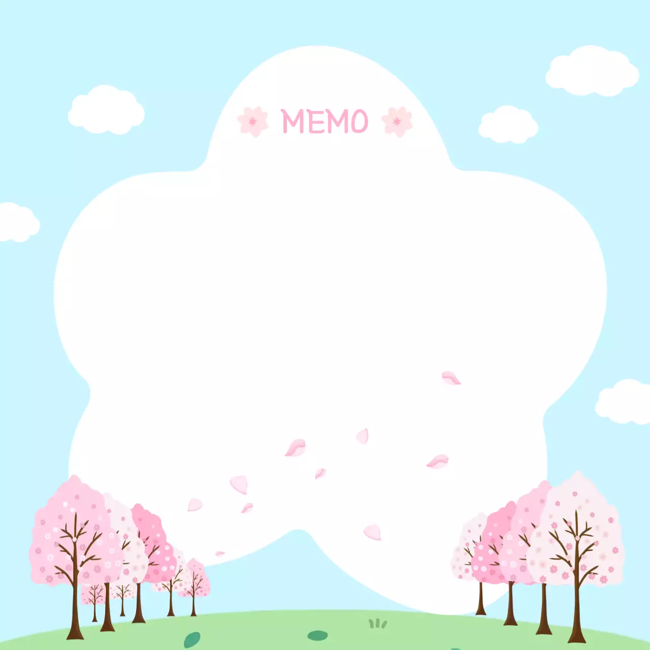 하늘색 깔끔한 봄꽃 프레임