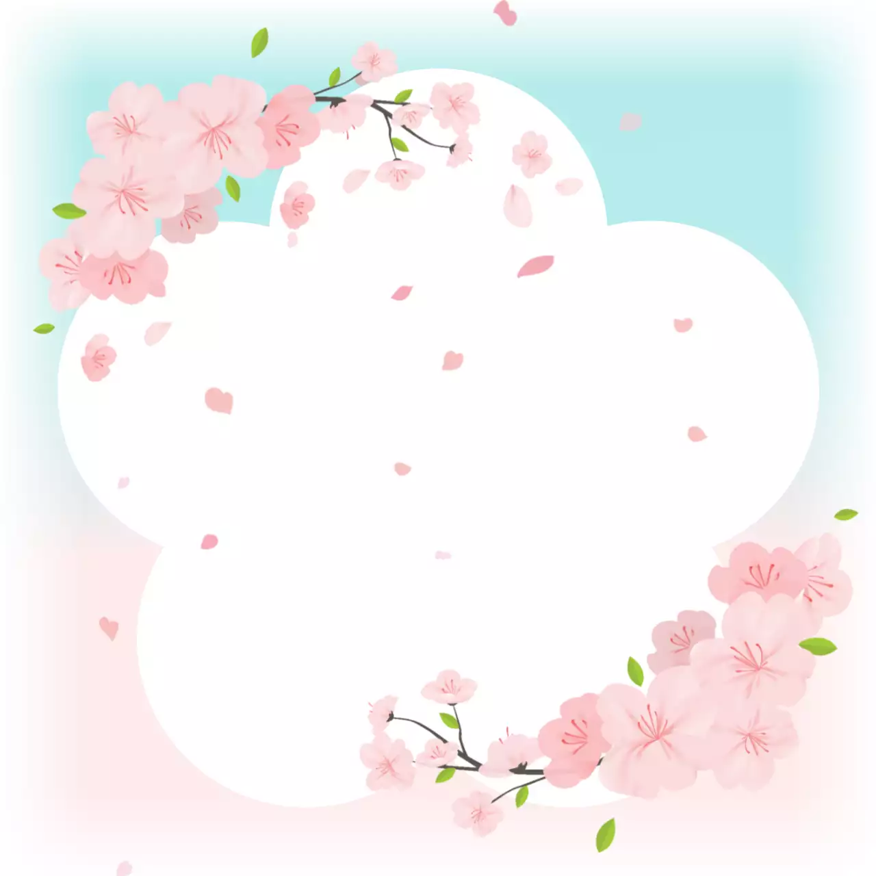분홍색 심플 벚꽃 배경 포토프레임