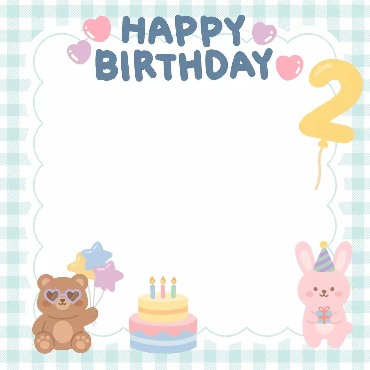 하늘색 아기자기한 생일축하 포토프레임