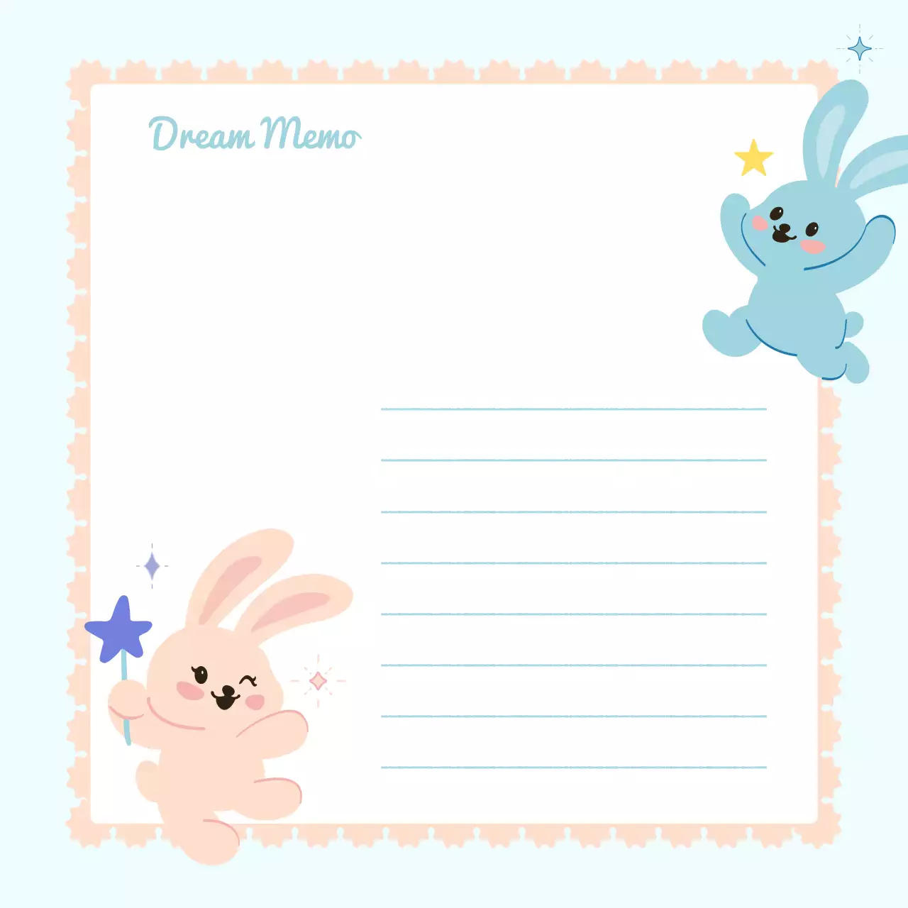 파랑 아기자기한 꿈 문구