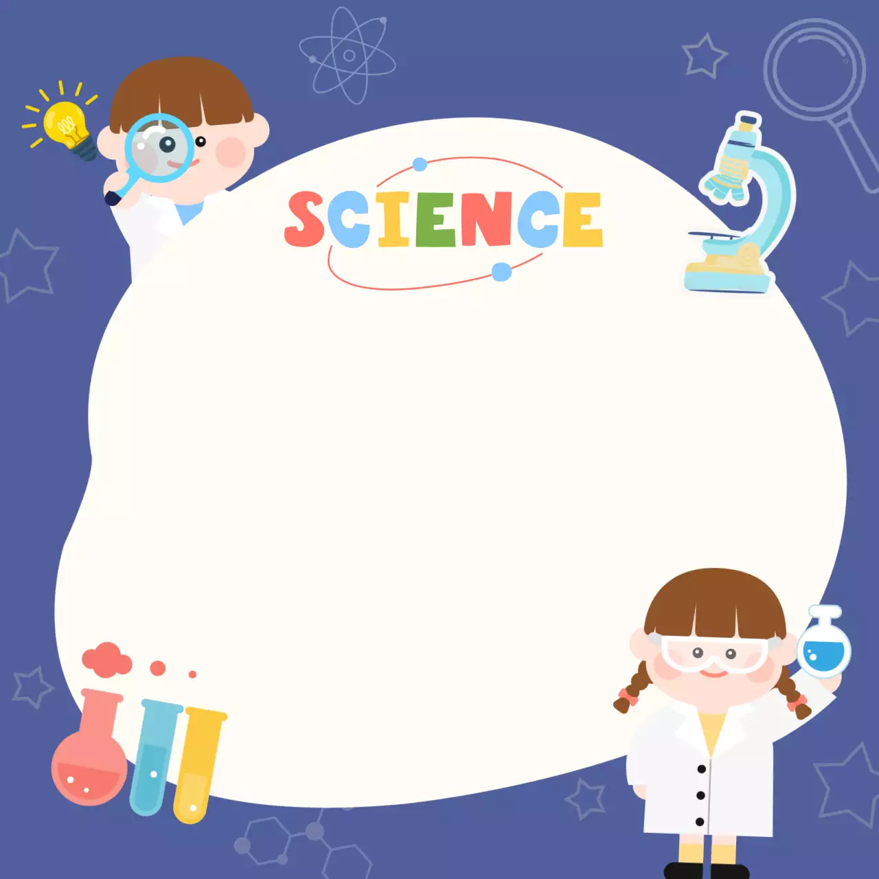 파란색 아기자기 과학의날 포토 프레임