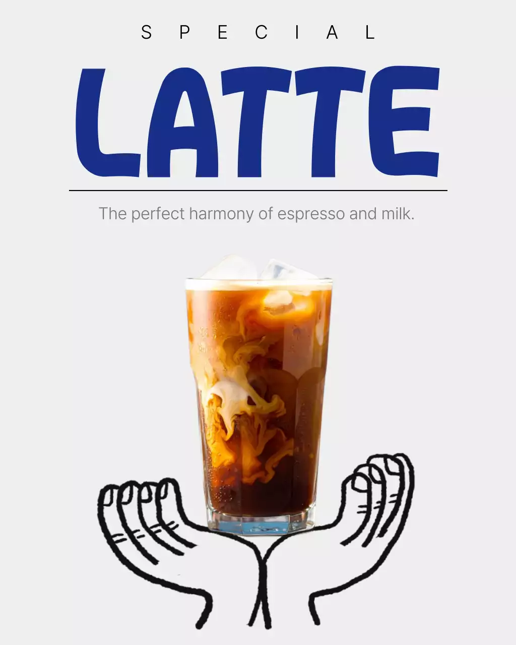 남색 깔끔 아이스라떼 홍보