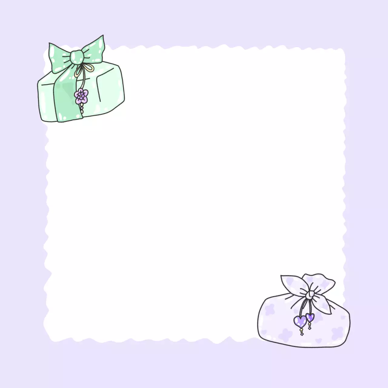 보라색 아기자기한 선물 문구