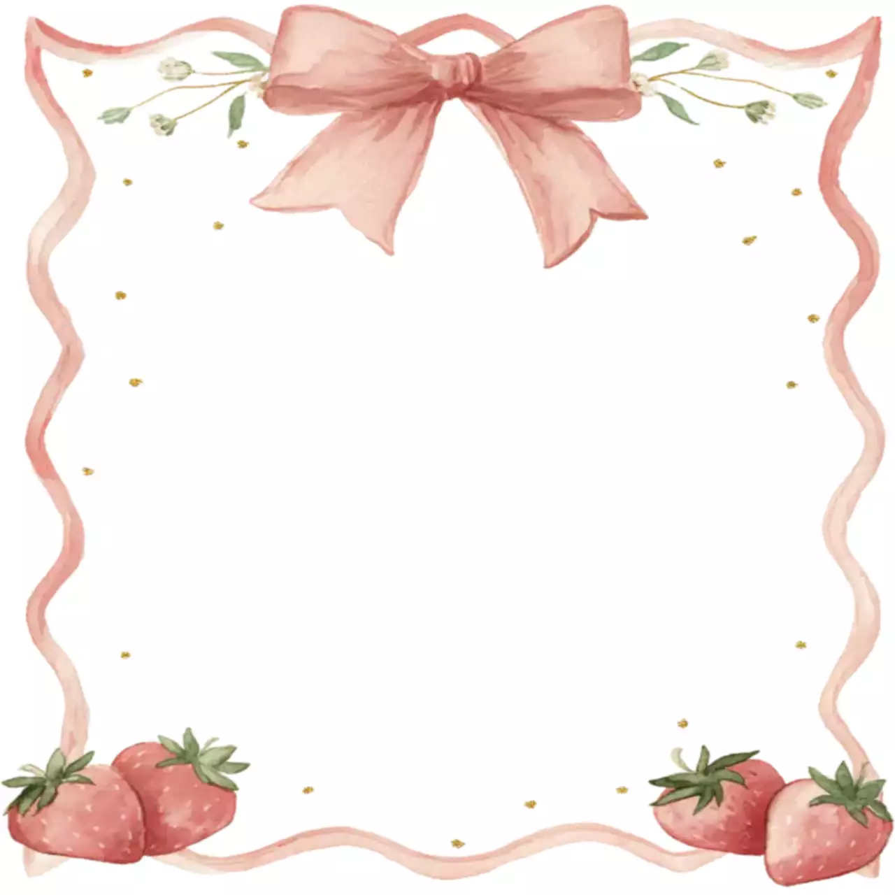 분홍색 아기자기한 딸기 장식 프레임 다꾸