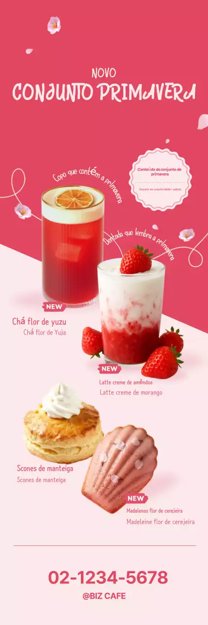 Promoção do cardápio minimalista de bebidas cor-de-rosa