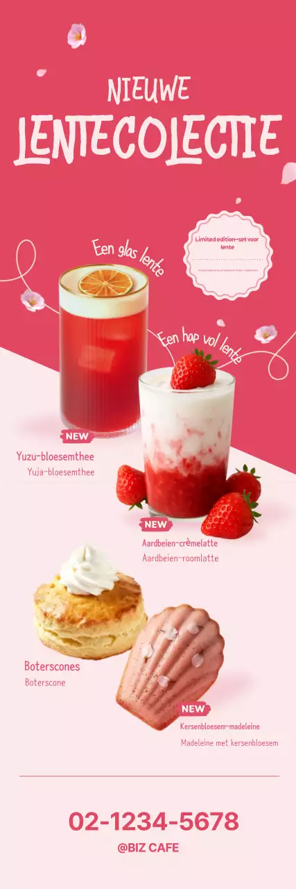 Promotie van het minimalistische roze drankmenu