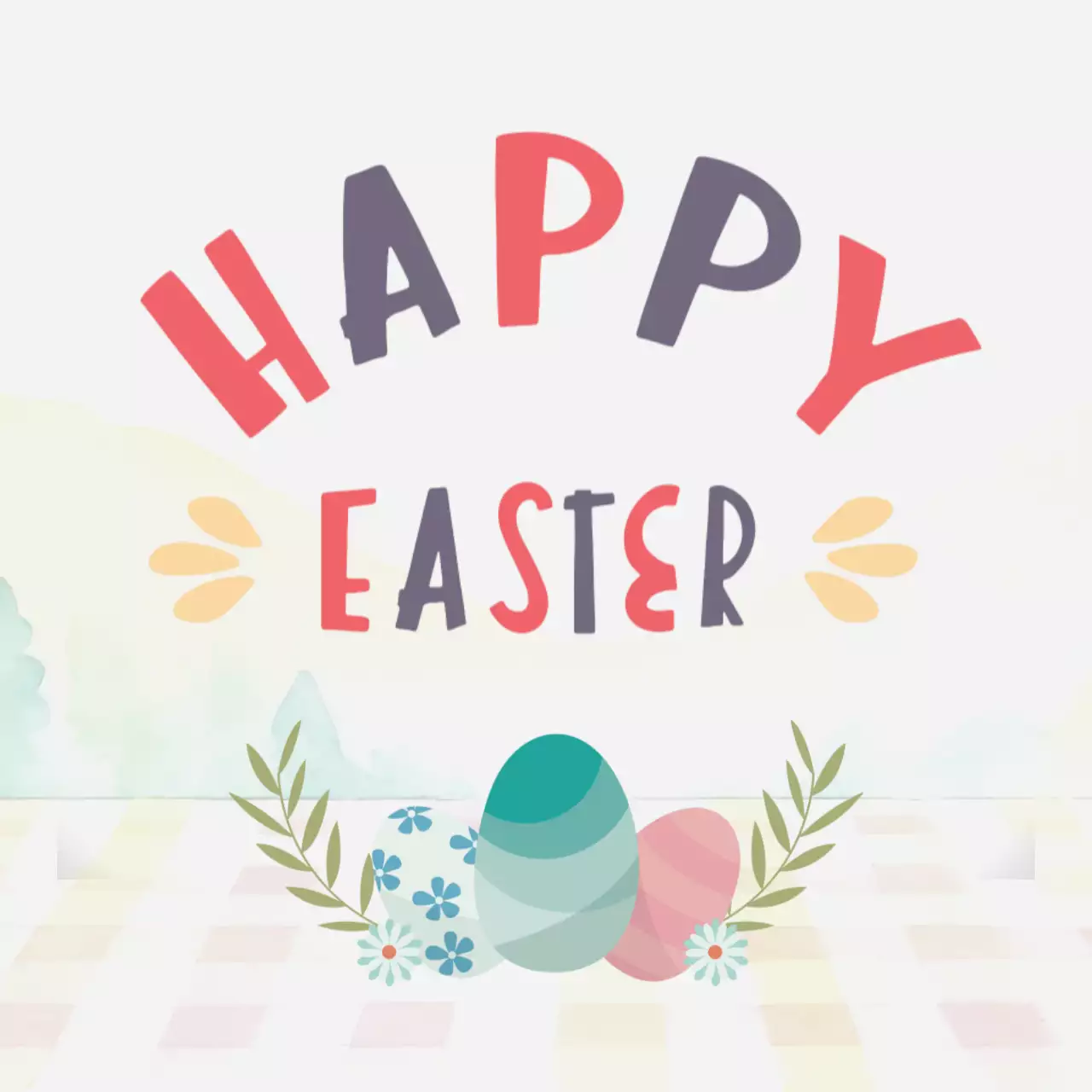 lời chúc Phục Sinh vui tươi với tông màu pastel
