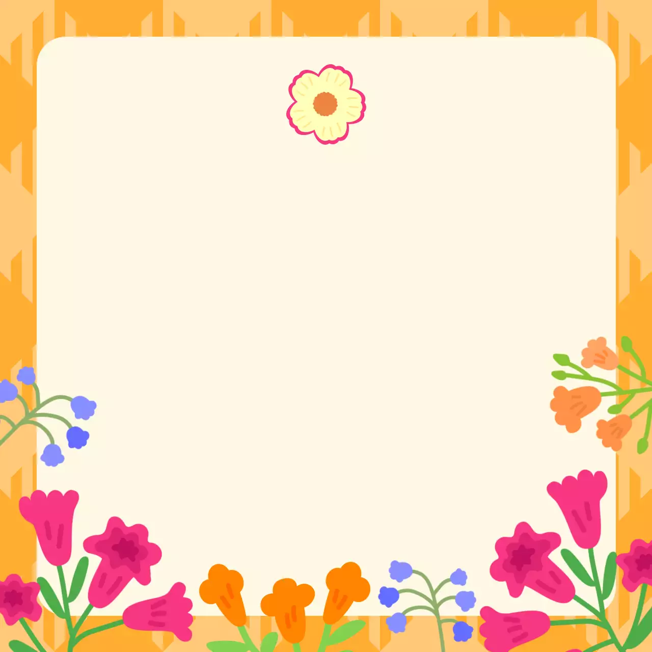 주황 아기자기한 꽃 편지