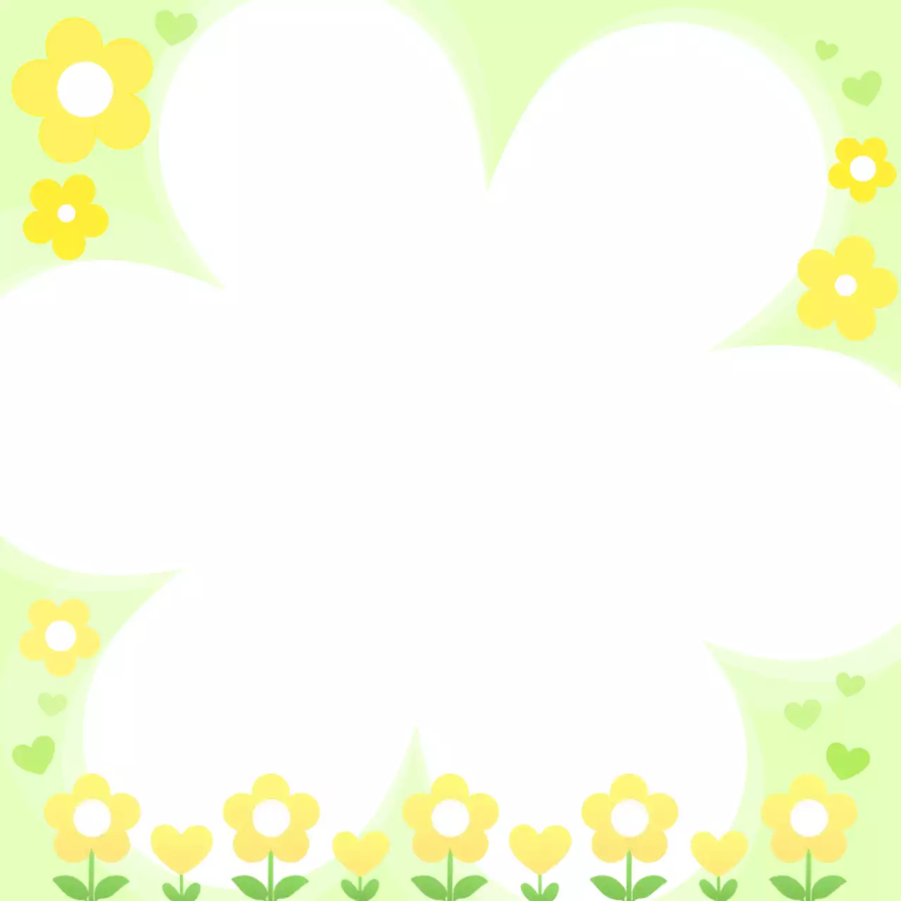 연두 아기자기한 꽃 프레임 스티커