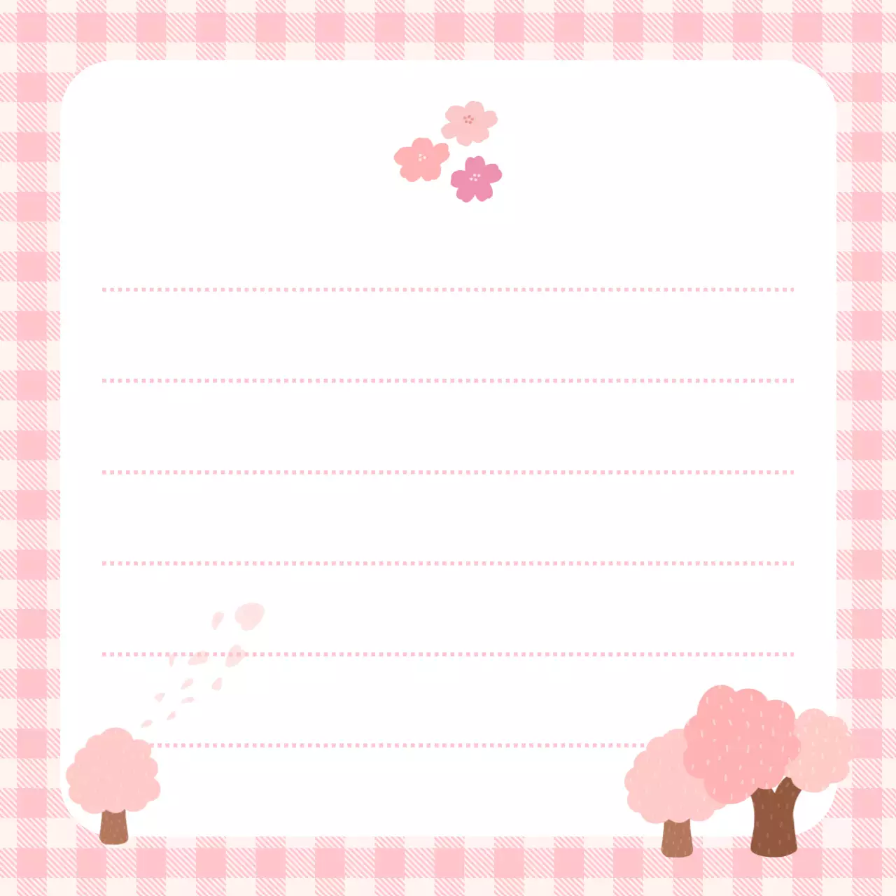 분홍색 아기자기한 벚꽃 편지