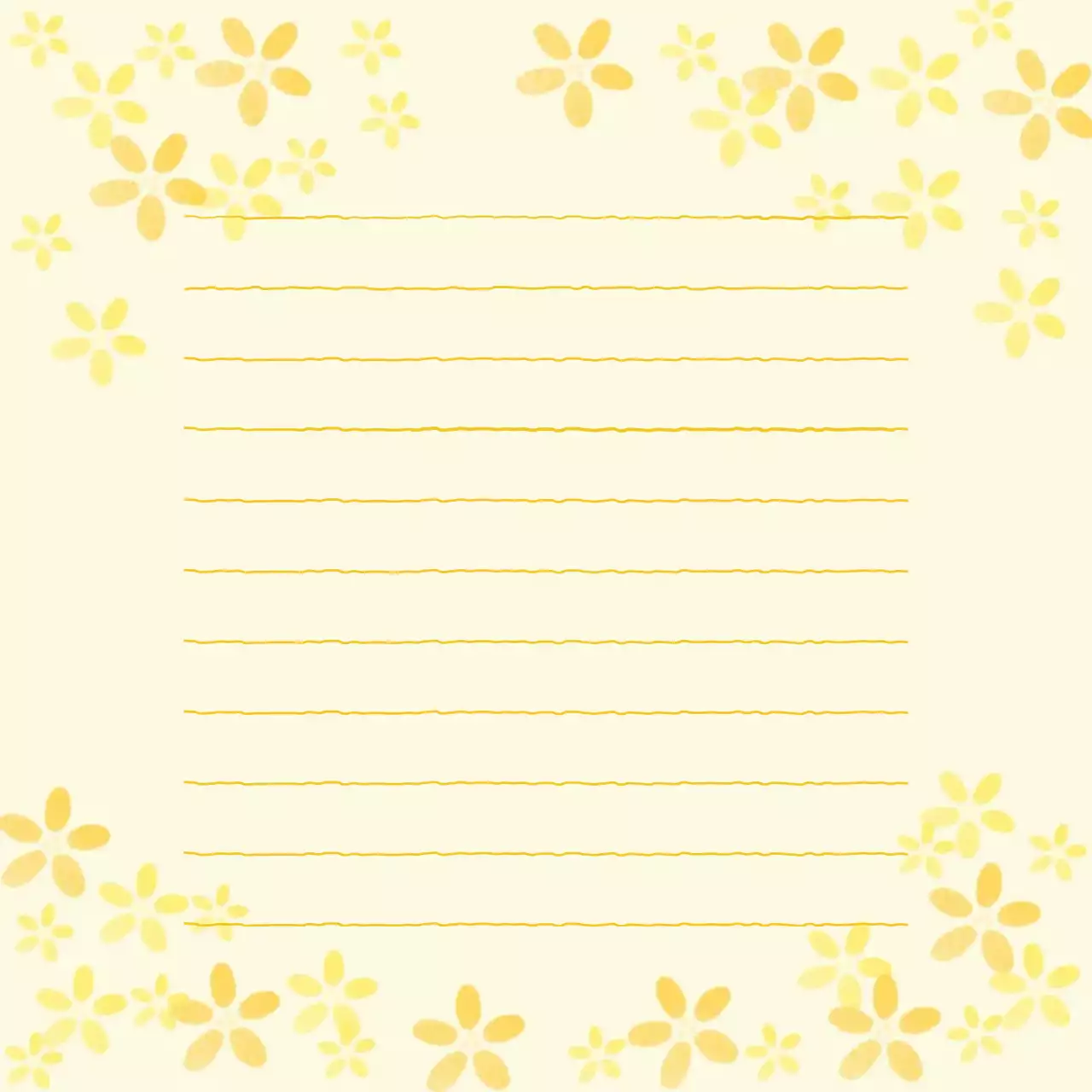 노란색 심플 꽃패턴 편지