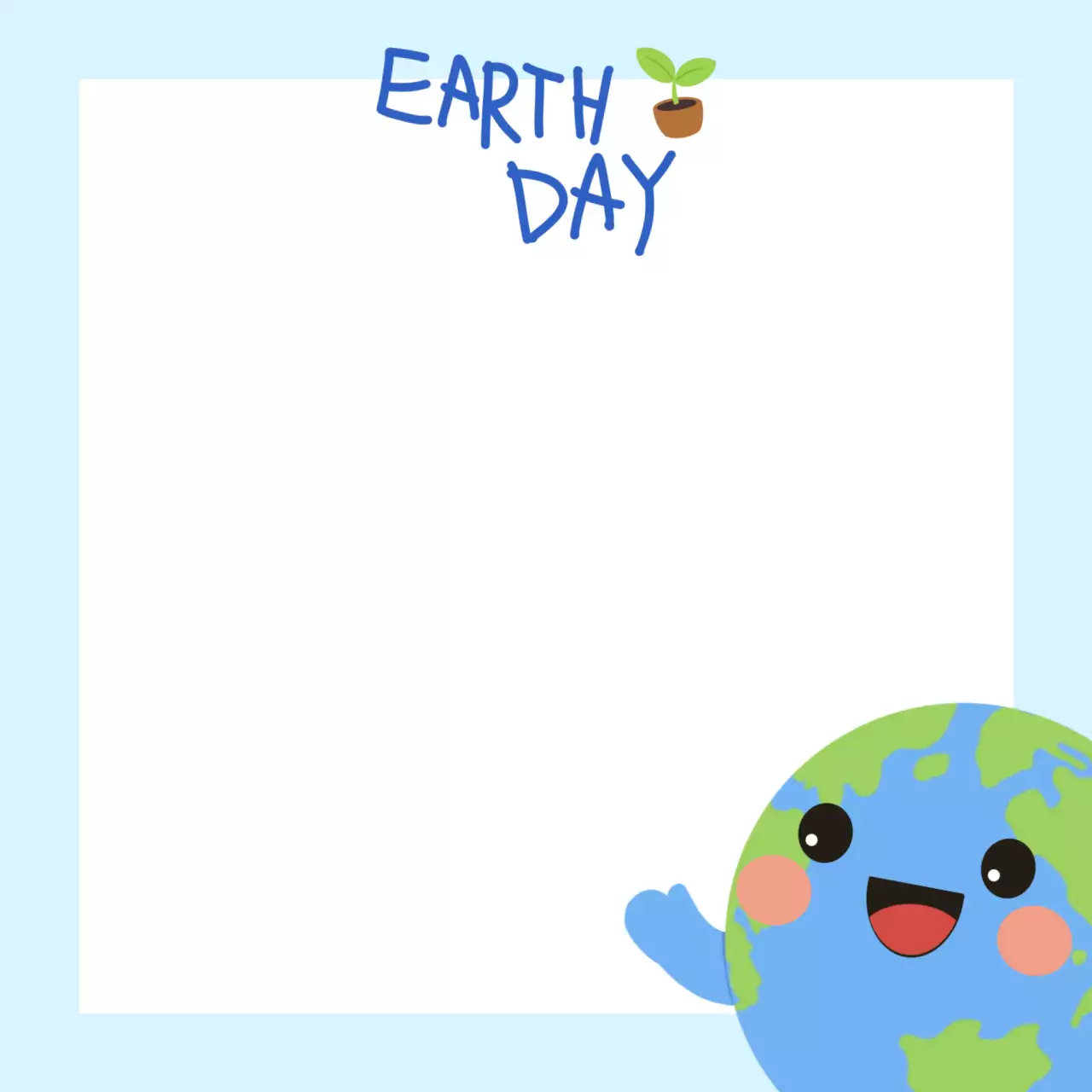 하늘색 심플 지구의날 문구