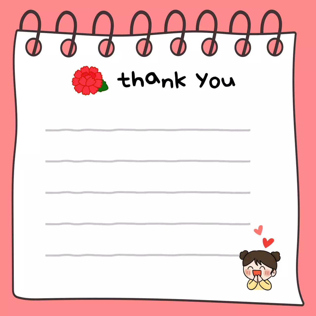 핑크 아기자기한 감사 편지