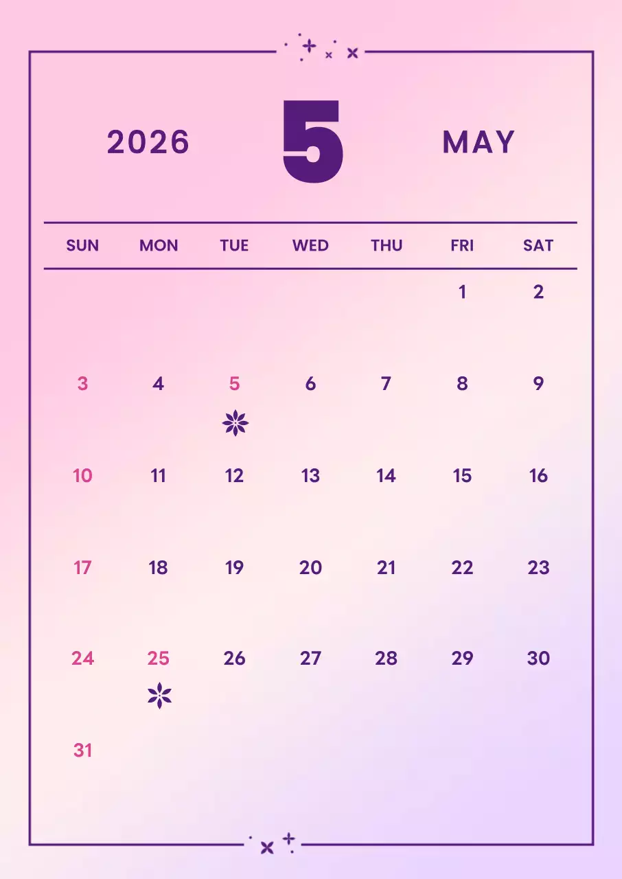 분홍색 미니멀 5월 계획