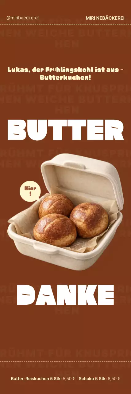 Aktionsangebot für einfaches braunes Butterbrot